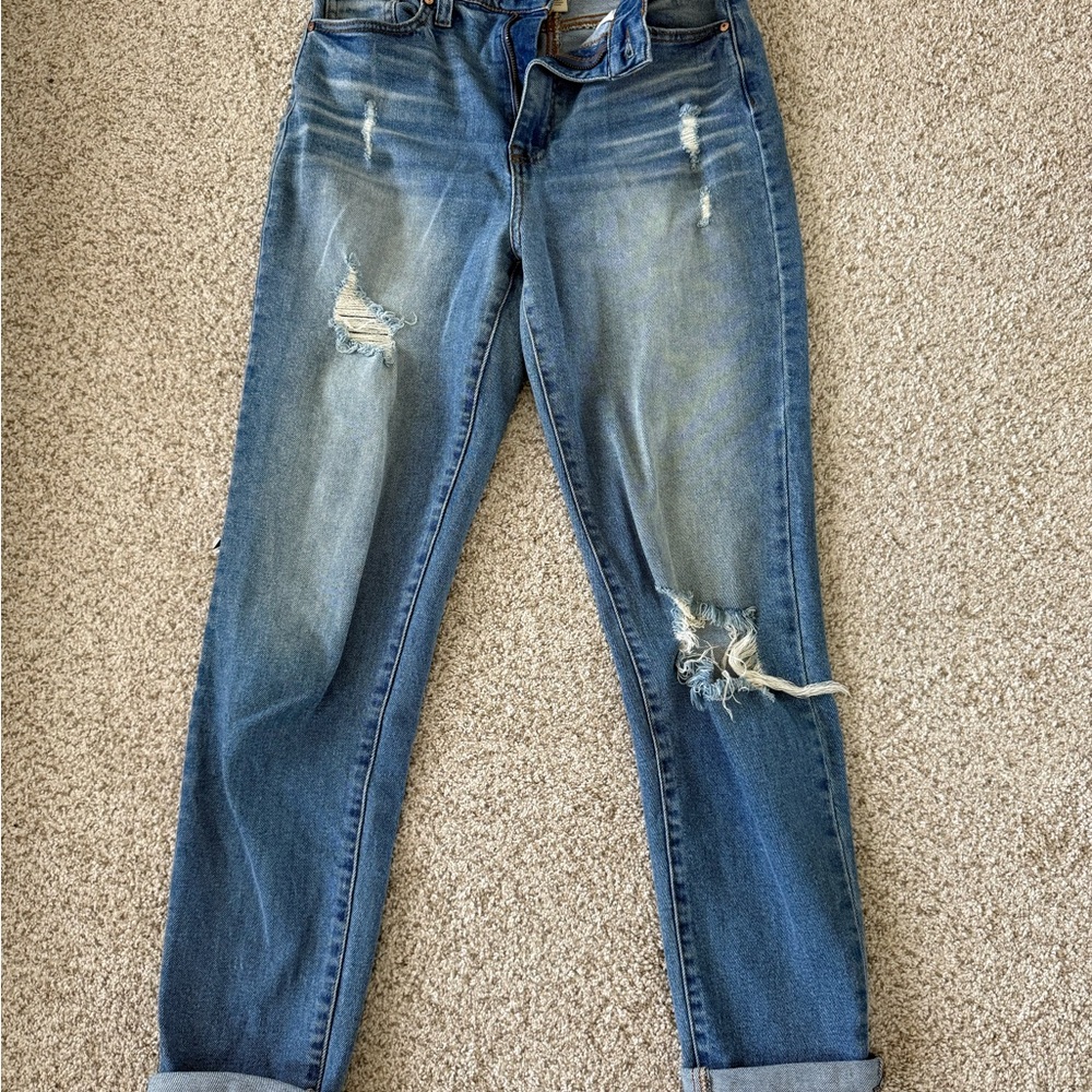 Altar'd State Blue Boyfriend Jeans Distressed Style